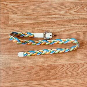 Vintage Rainbow Colorful Braided Leather Belt - pride - fits size S